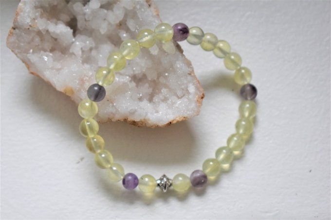 Bracelet Prehnite et fluorite