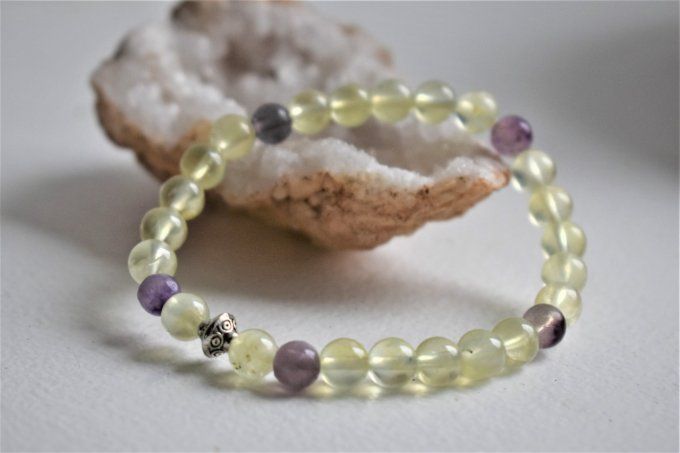 Bracelet Prehnite et fluorite