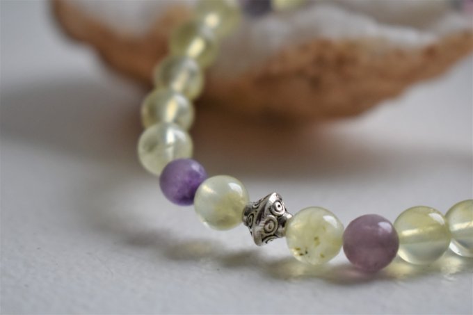 Bracelet Prehnite et fluorite