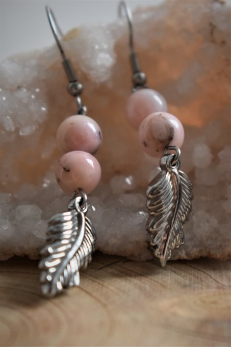 Boucles d'oreilles Opale rose des Andes