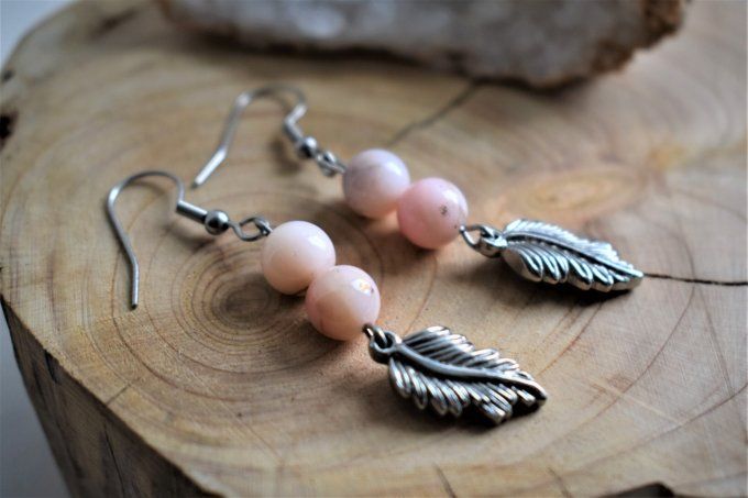 Boucles d'oreilles Opale rose des Andes