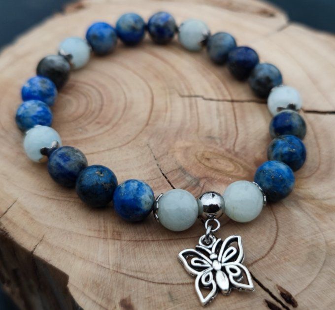 Bracelet lapis lazuli et aigue marine