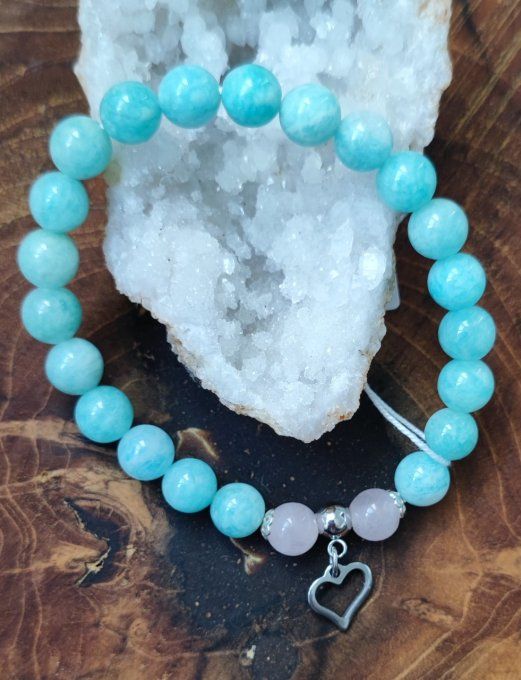 Amazonite et quartz rose 