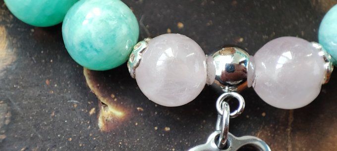 Amazonite et quartz rose 